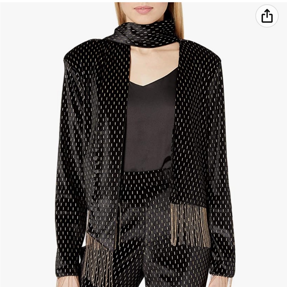 House of Harlow Revolve small black and chain chain crop jacket NWT